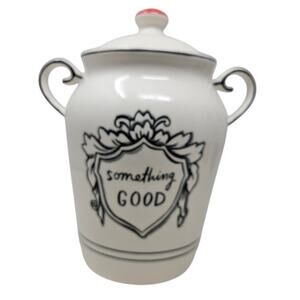 Anthropologie Molly Hatch Something Good Kitchen Canister White Black Farmhouse
